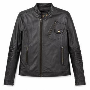 Alpha Industries Women’s Genuine Leather Moto Jacket Black Y2K Biker XL